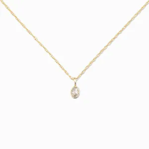 0.15ct Rose Cut Diamond Bezel Set Charm Necklace, 14k Yellow Gold (One of a kind)