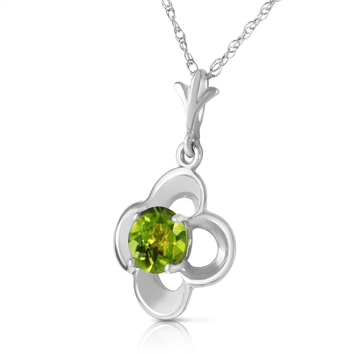0.55 Carat 14K Solid White Gold Warm Life Peridot Necklace
