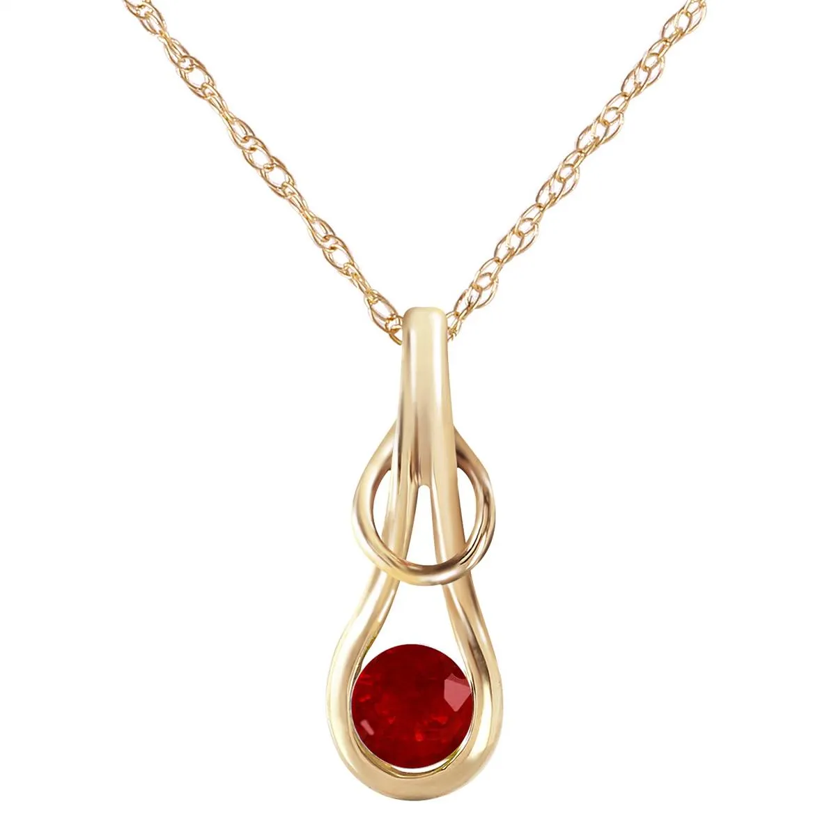 0.65 Carat 14K Solid Yellow Gold Necklace Ruby