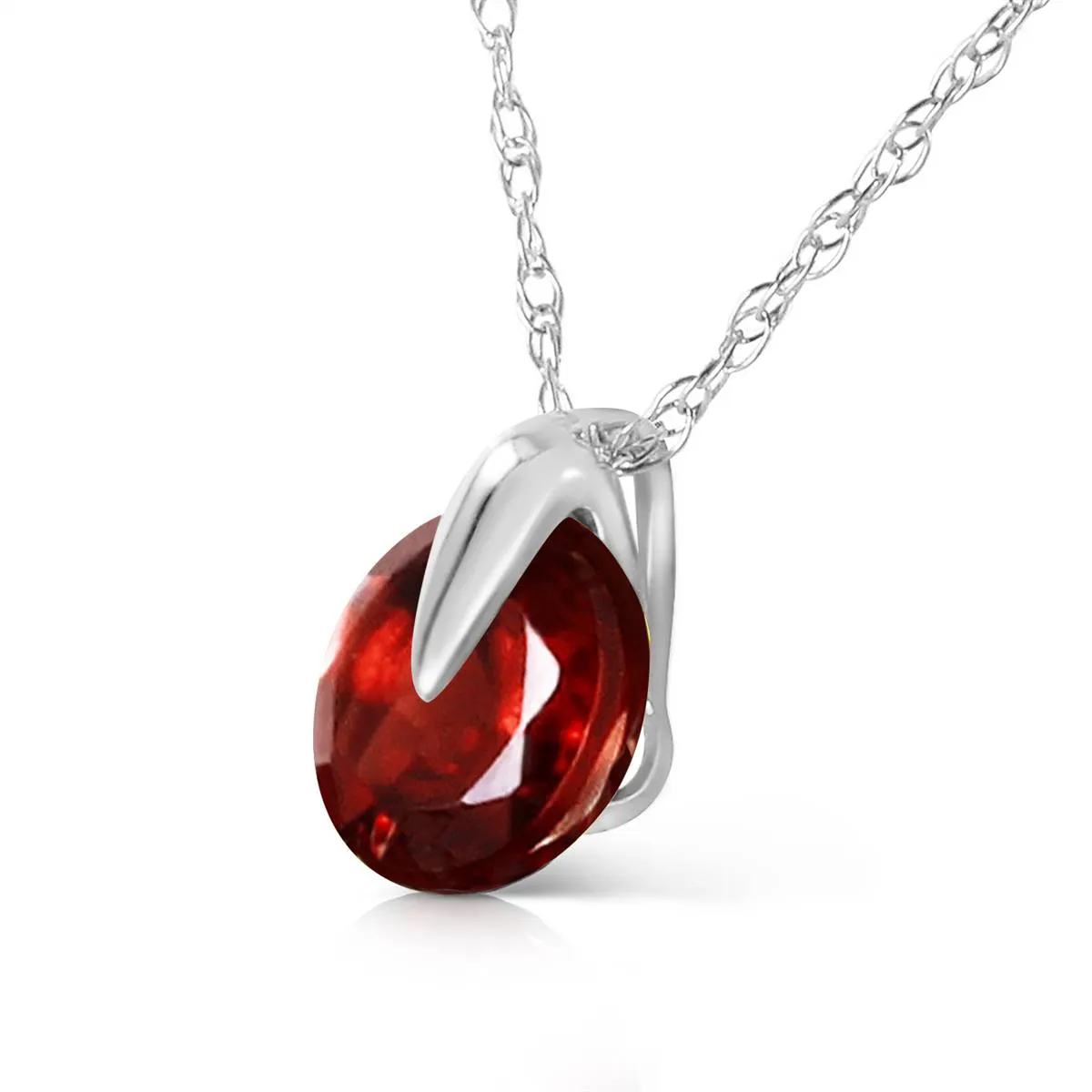 1 Carat 14K Solid White Gold Don't Rush Love Garnet Necklace