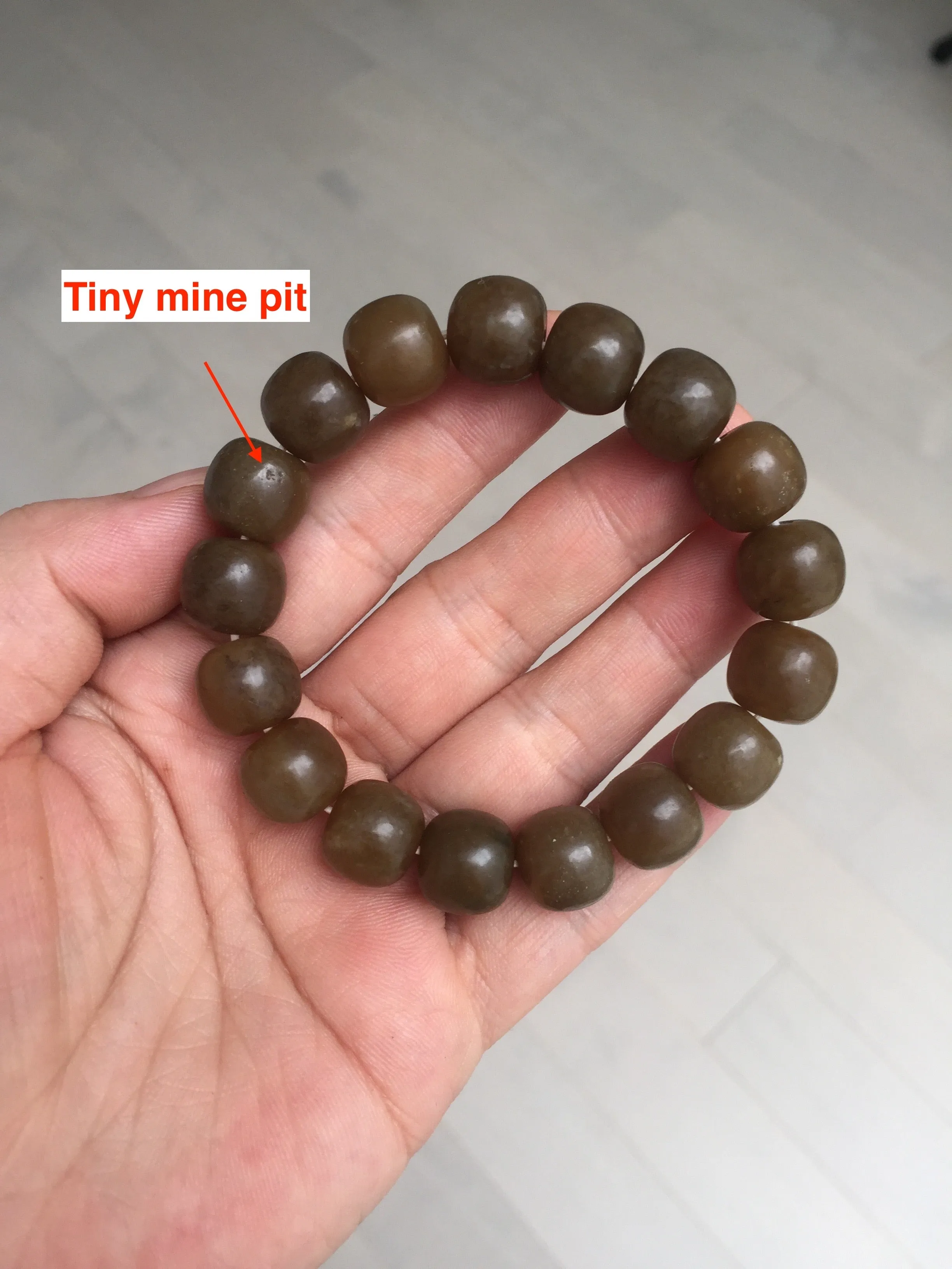 100% Natural 12x11mm dark sugar brown black vintage style nephrite Hetian Jade bead bracelet HF82