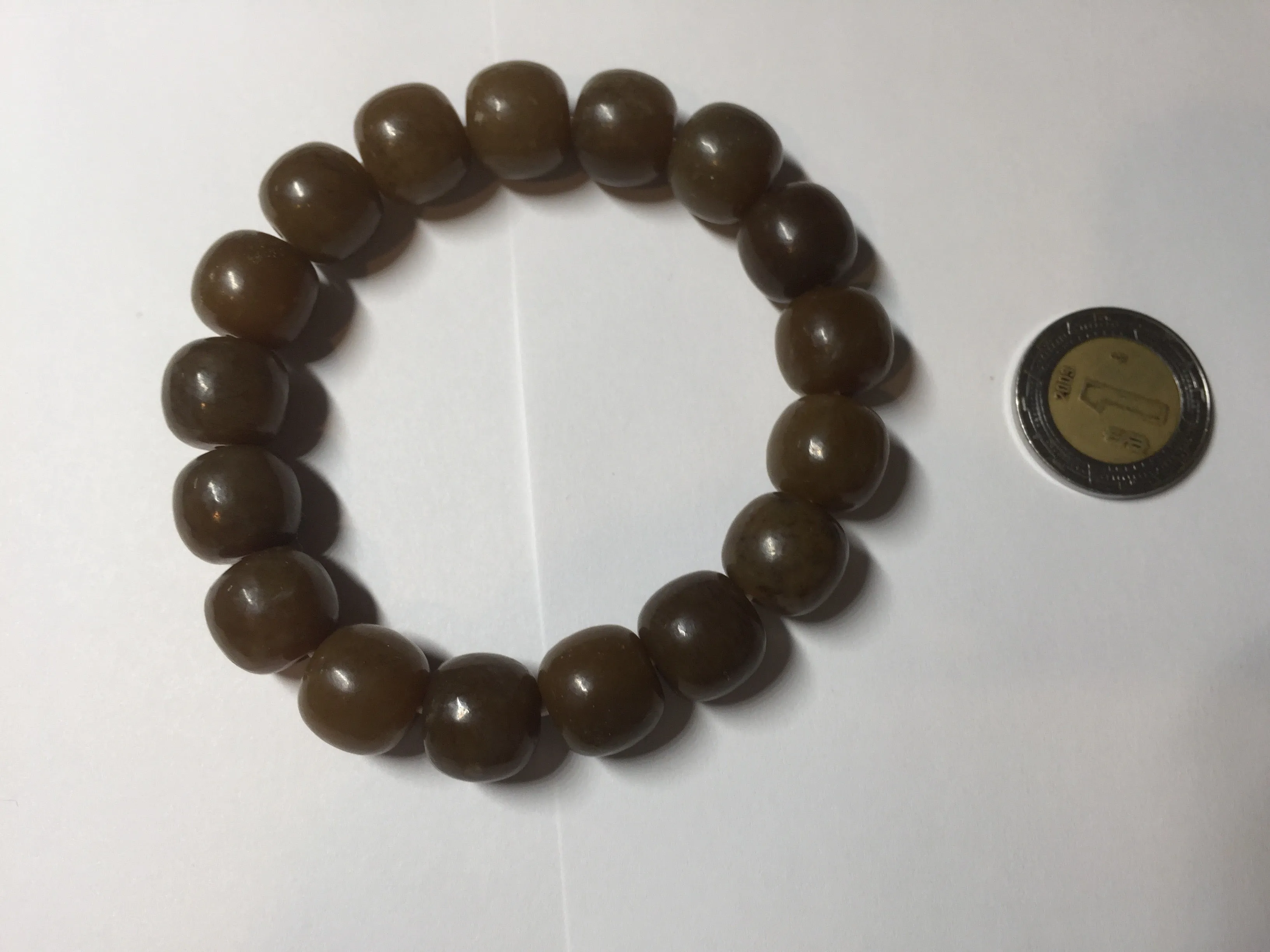 100% Natural 12x11mm dark sugar brown black vintage style nephrite Hetian Jade bead bracelet HF82