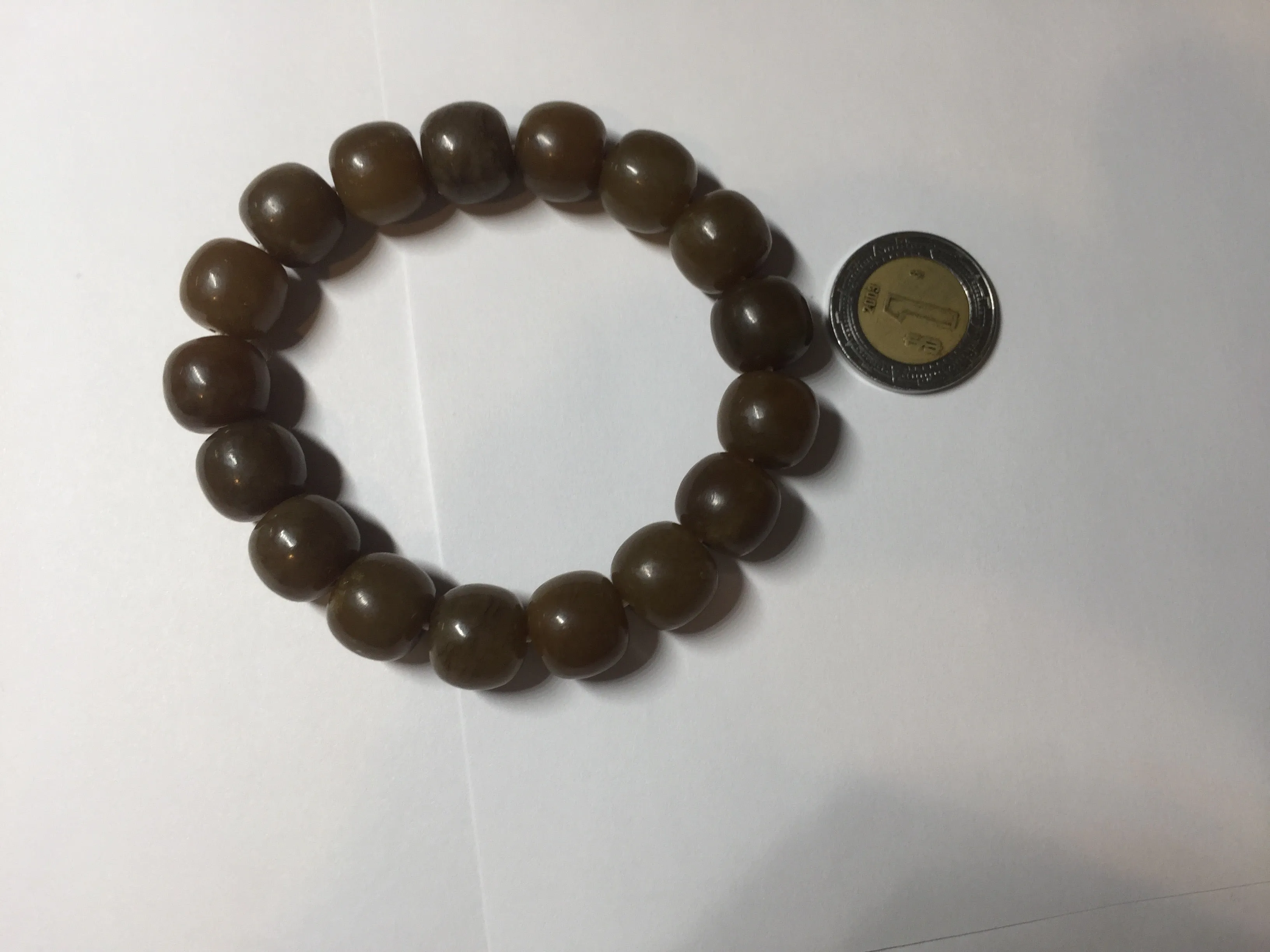 100% Natural 12x11mm dark sugar brown black vintage style nephrite Hetian Jade bead bracelet HF82