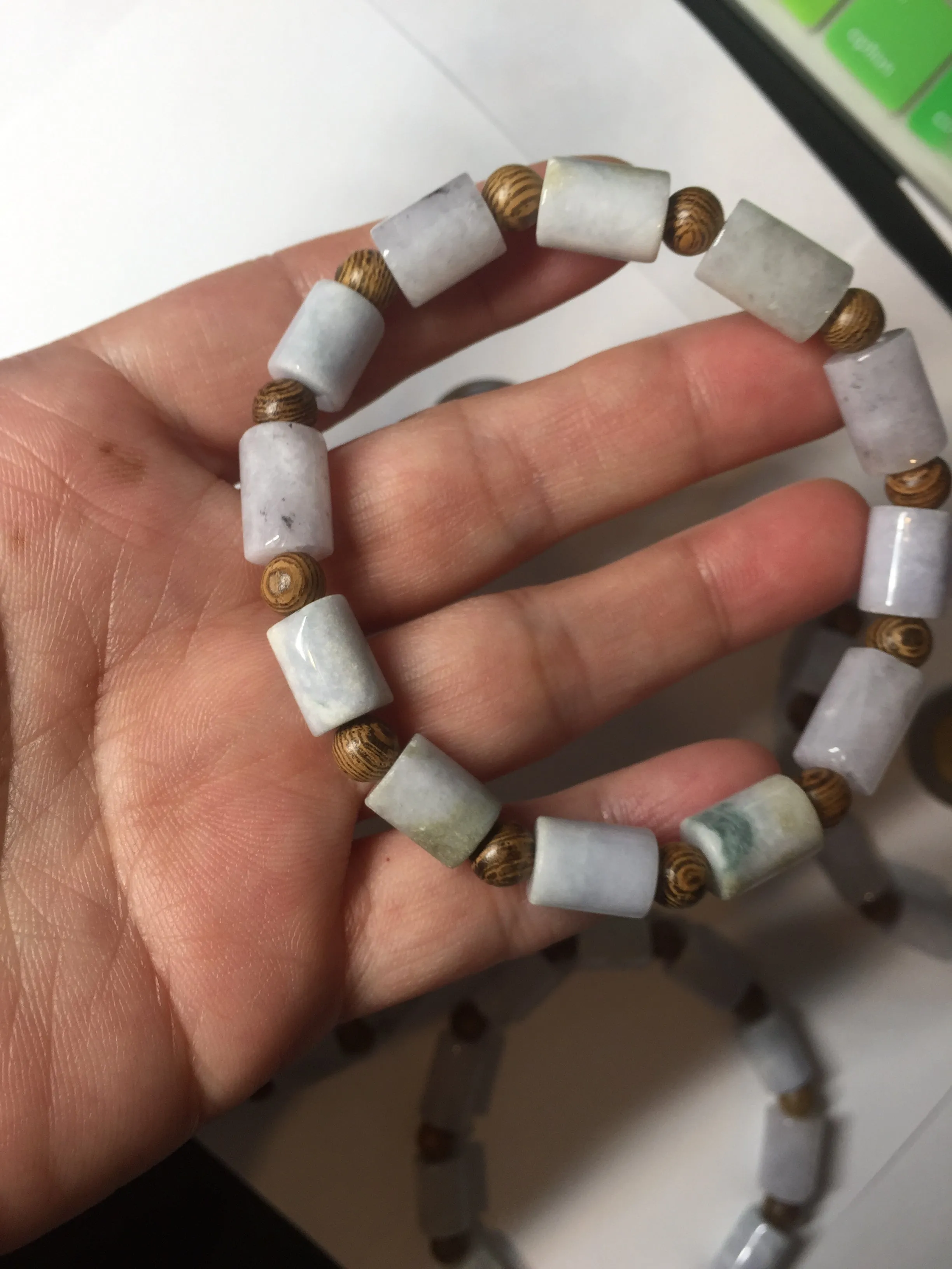 100% natural type A green/purple jadeite jade  beads bracelet group BK56