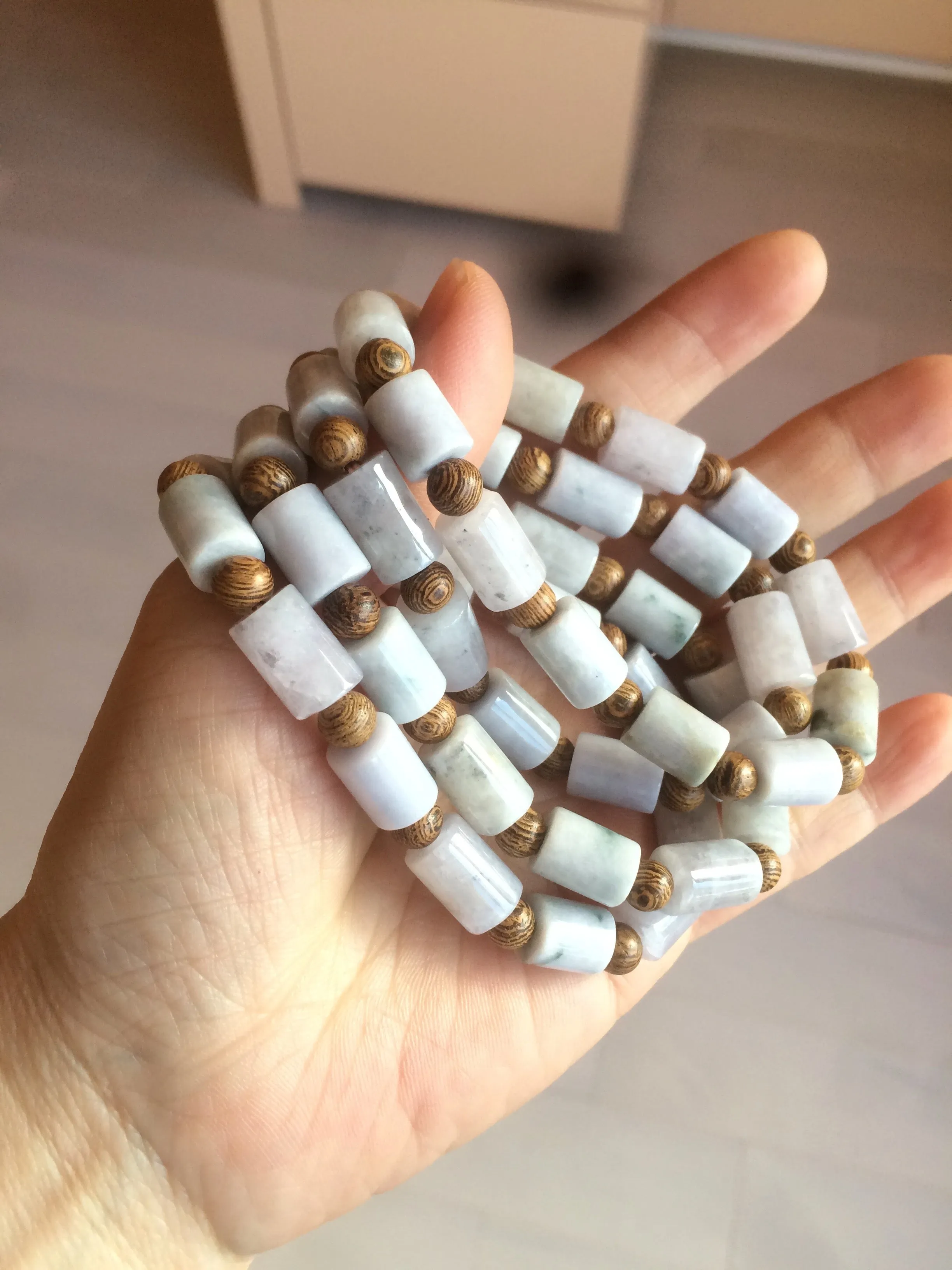 100% natural type A green/purple jadeite jade  beads bracelet group BK56
