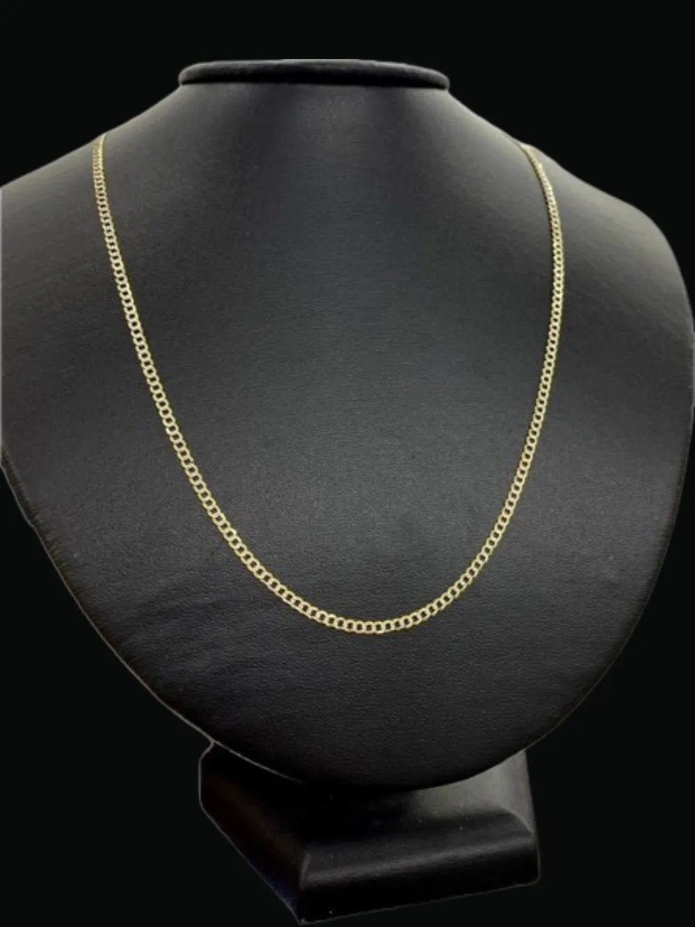 10K Yellow Gold Cuban Chain Necklace Two Tone 2.4mm