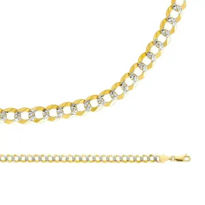 10K Yellow Gold Two Tone 1.8mm Curb Chain Necklace