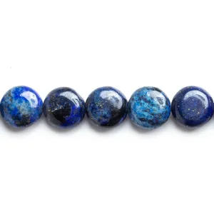10mm Lapis Lazuli Plain Coin Beads 16 inch 39 pieces