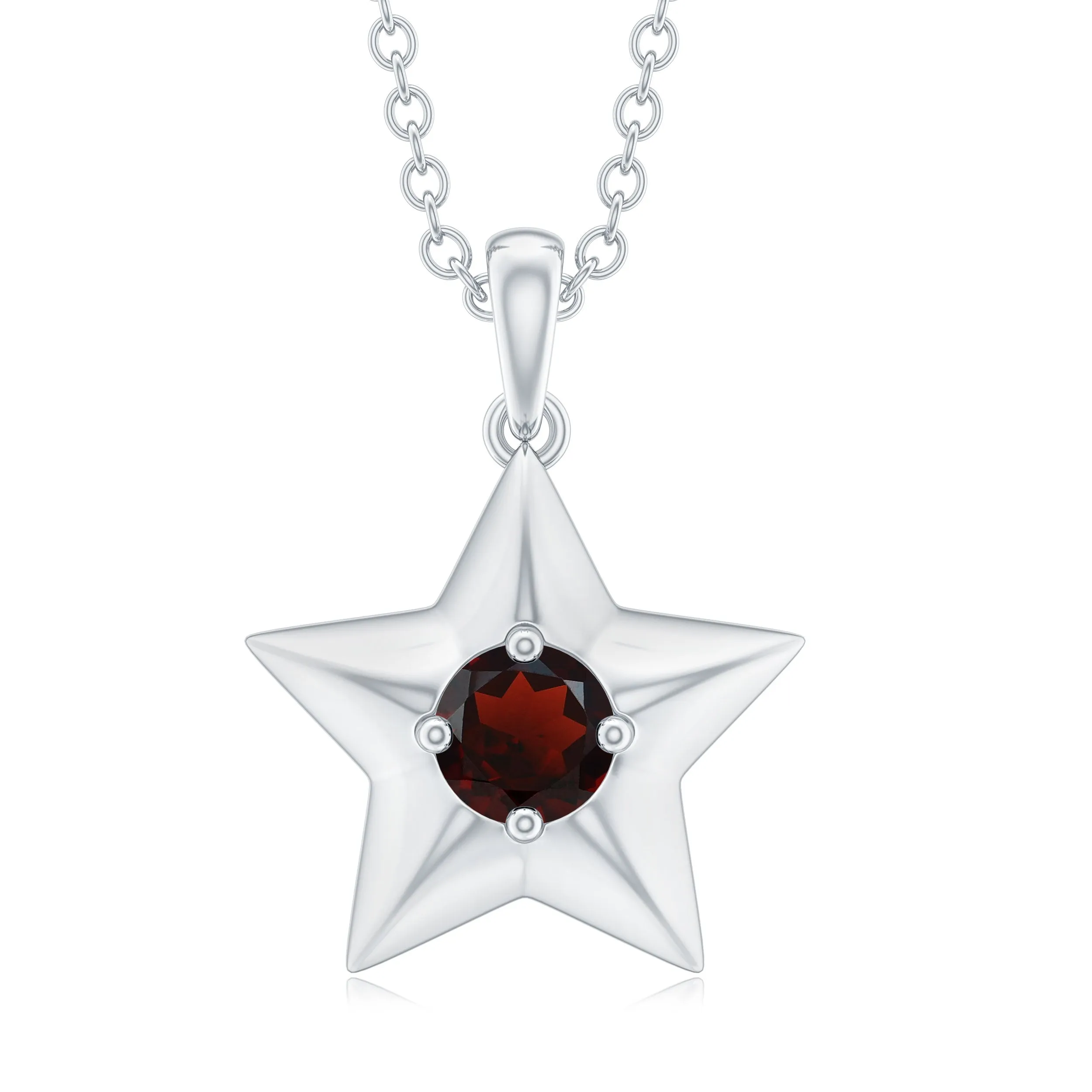 1/4 CT Garnet and Gold Star Pendant