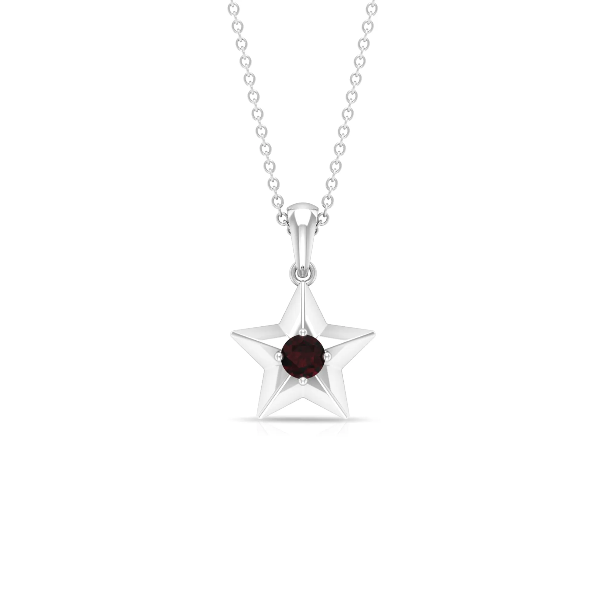 1/4 CT Garnet and Gold Star Pendant