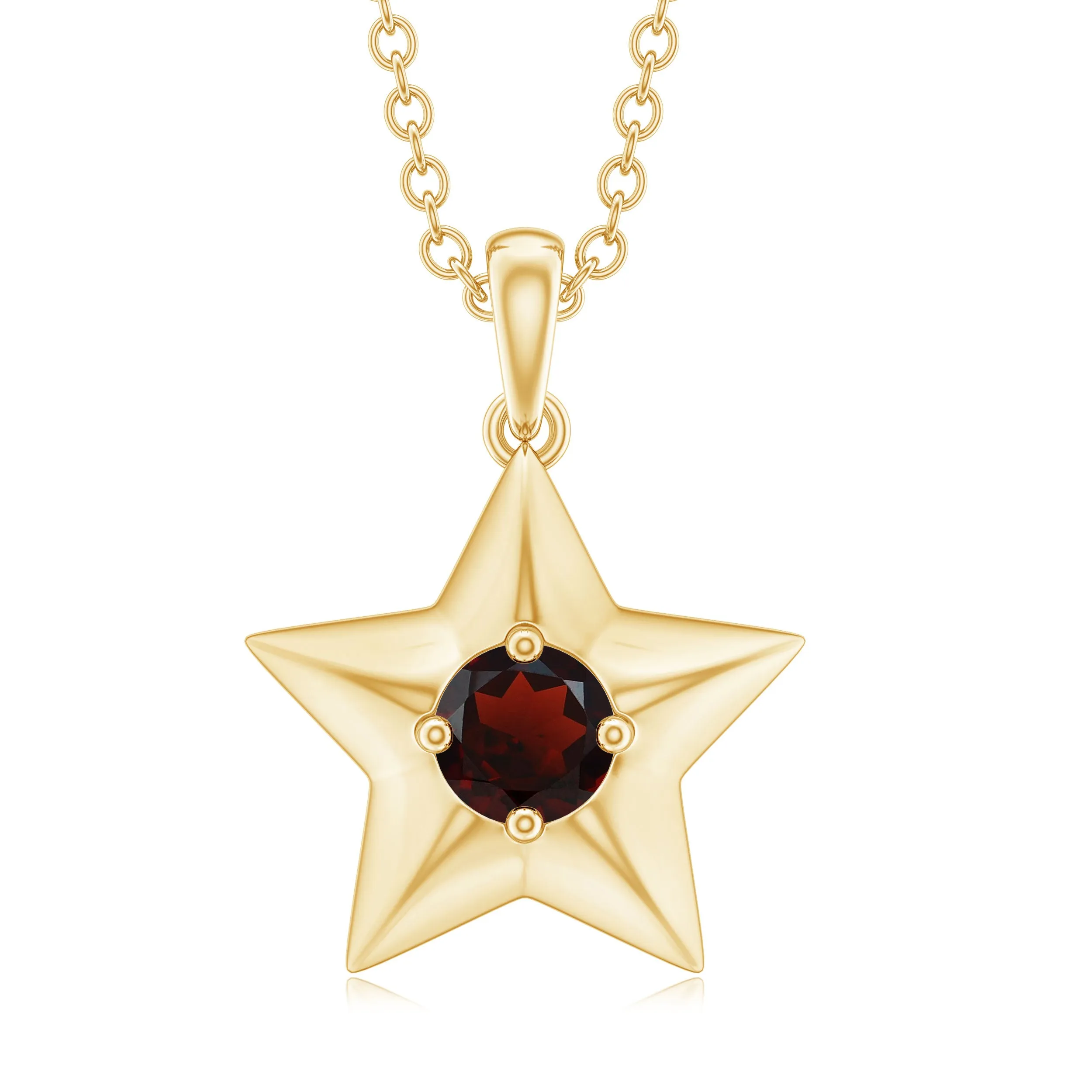 1/4 CT Garnet and Gold Star Pendant