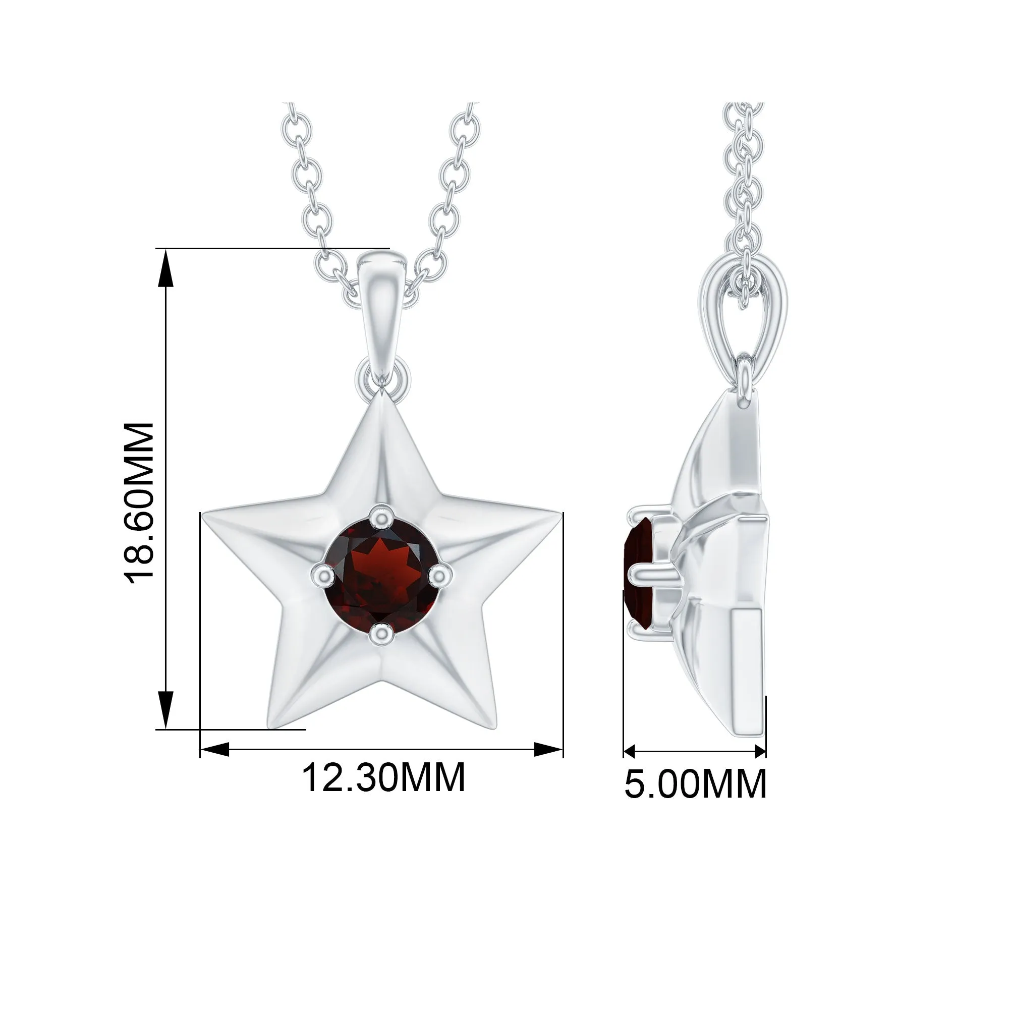 1/4 CT Garnet and Gold Star Pendant