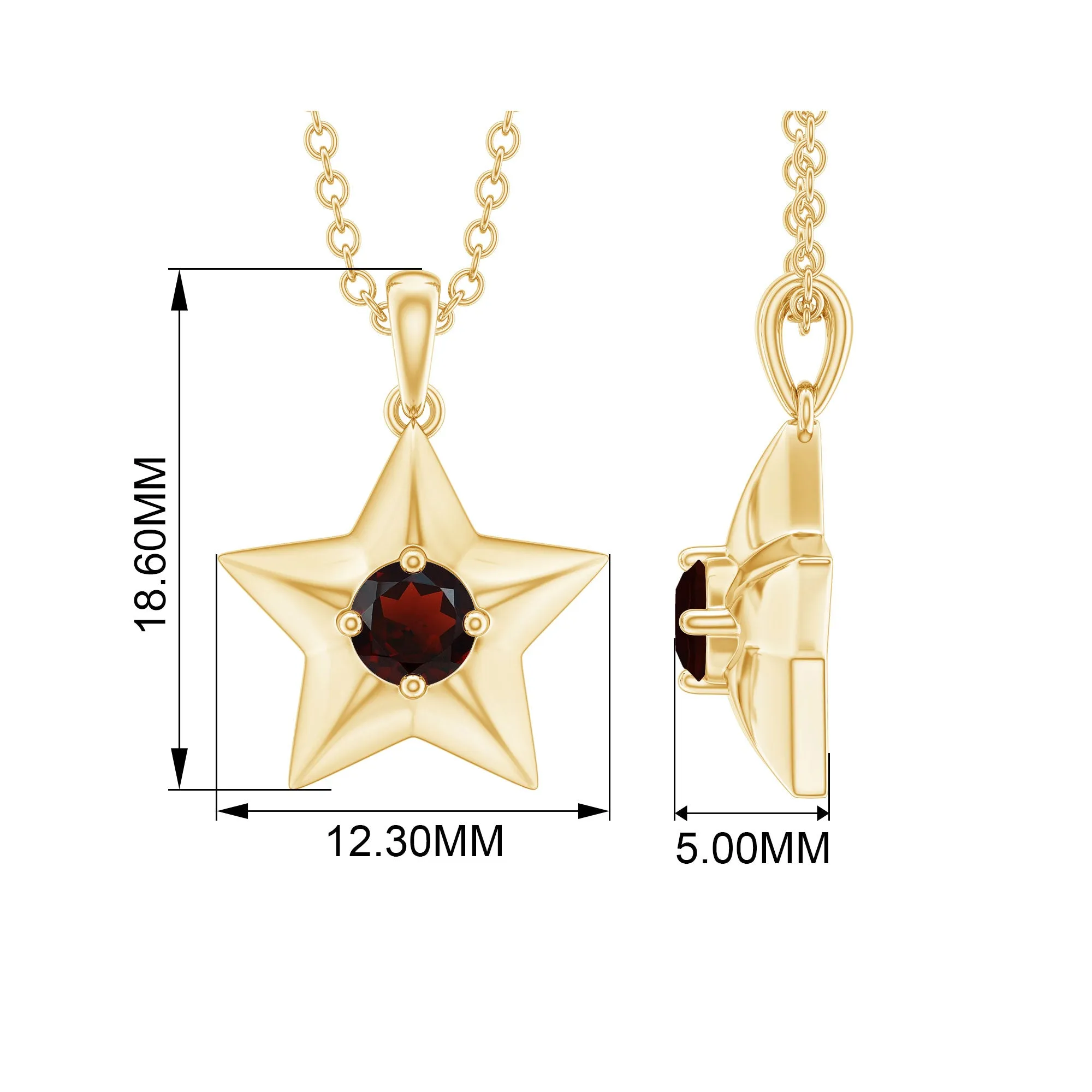 1/4 CT Garnet and Gold Star Pendant