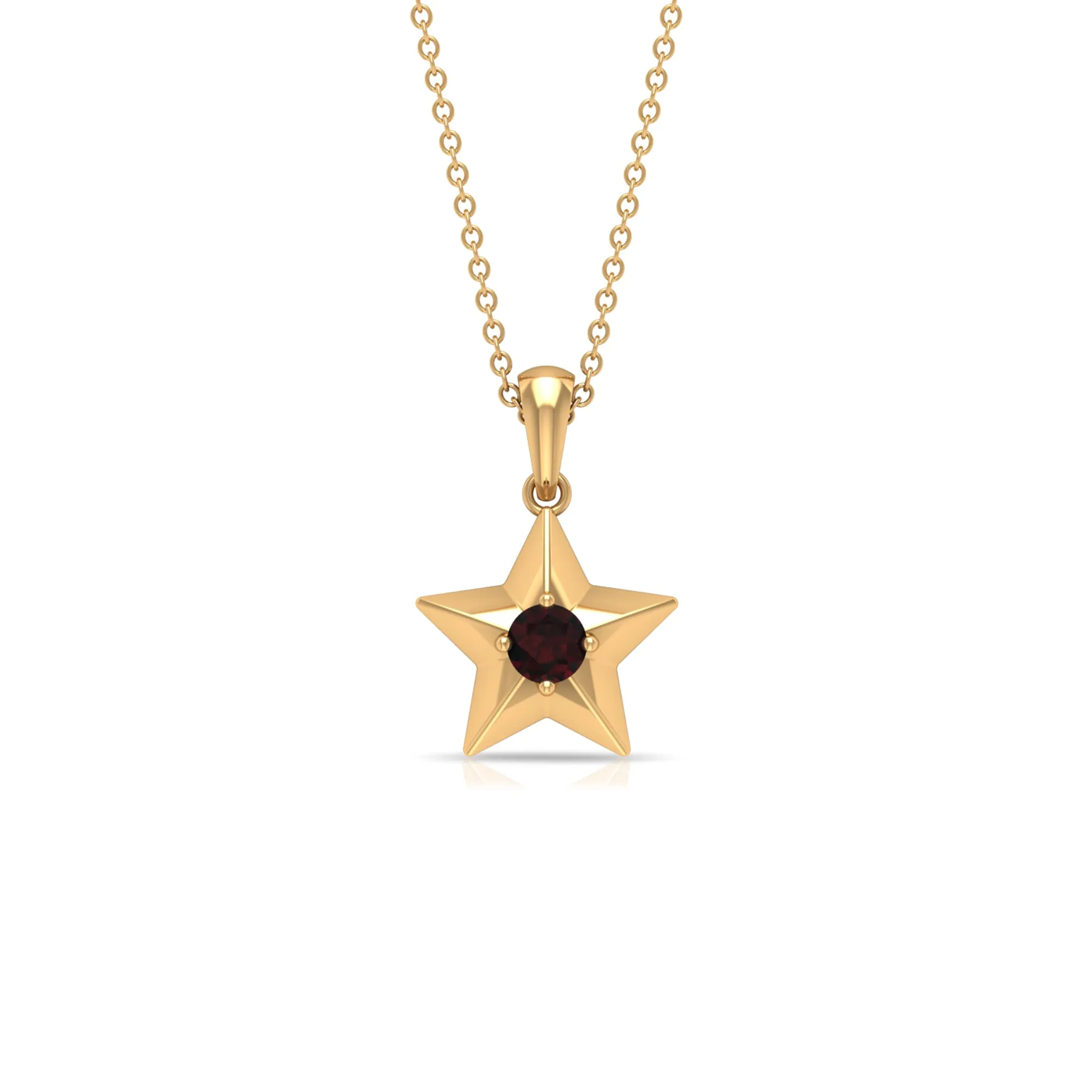 1/4 CT Garnet and Gold Star Pendant