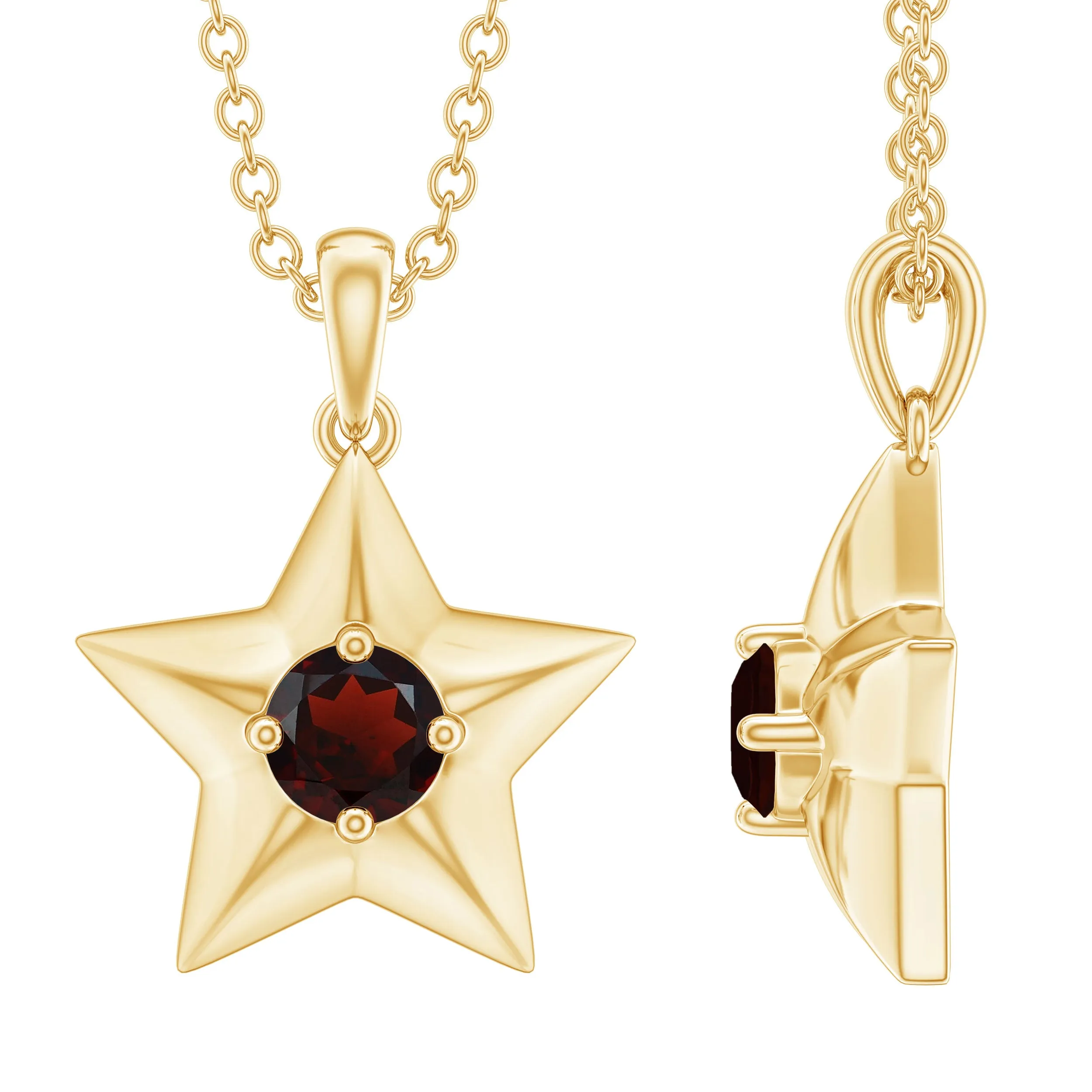 1/4 CT Garnet and Gold Star Pendant