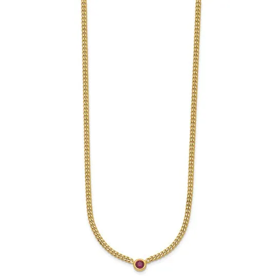 14K Curb Chain Necklace with Ruby