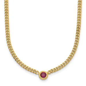 14K Curb Chain Necklace with Ruby