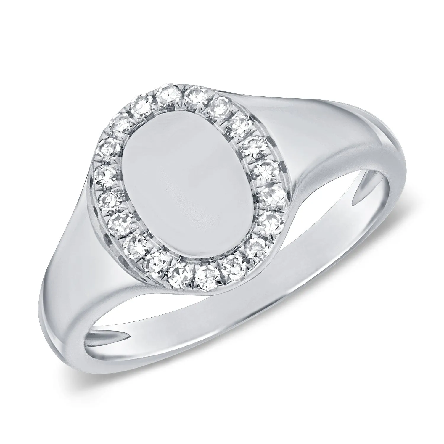 14k Gold & Diamond Oval Pinky Ring - 0.10ct