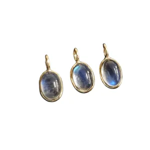 14k Gold Rainbow Moonstone Charm