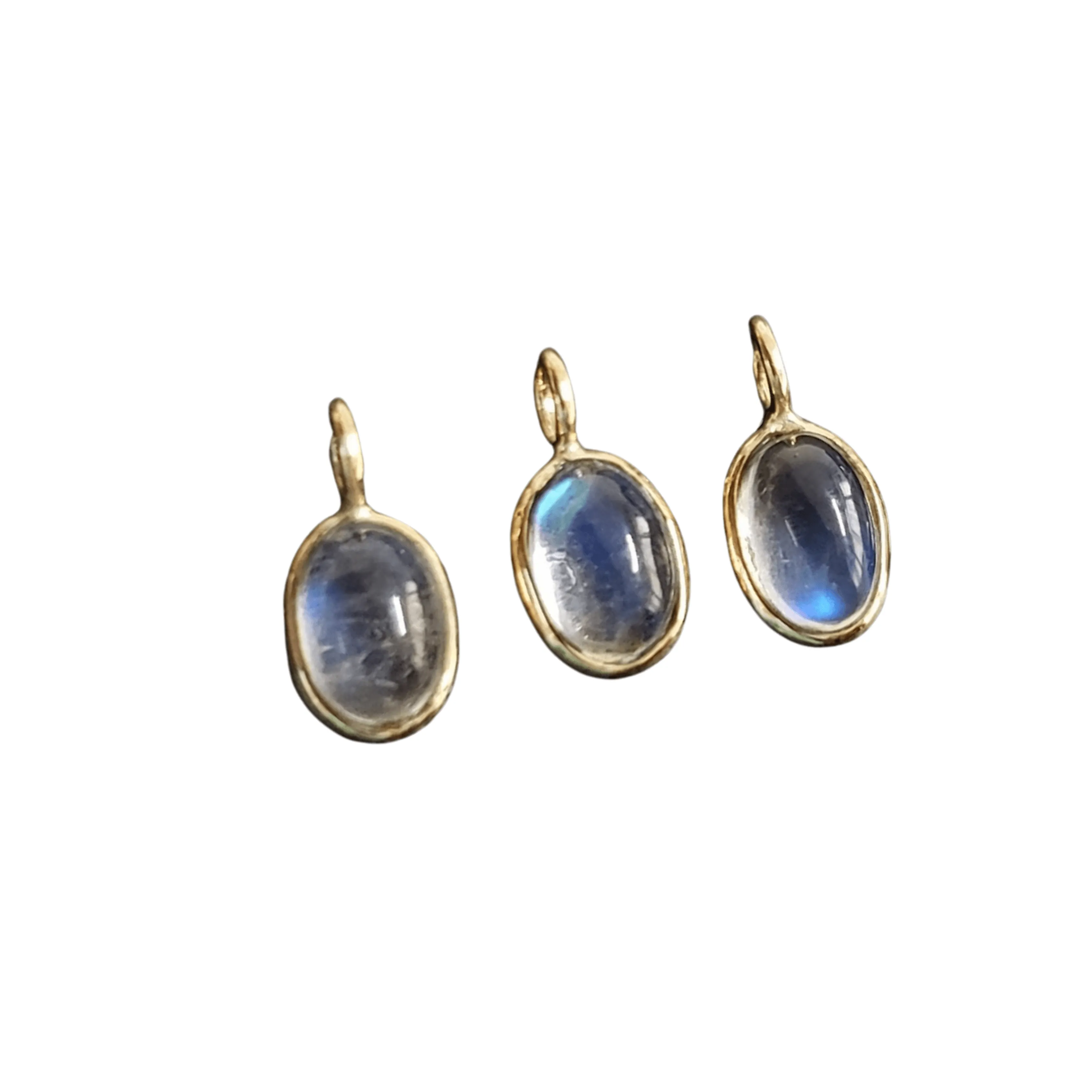 14k Gold Rainbow Moonstone Charm