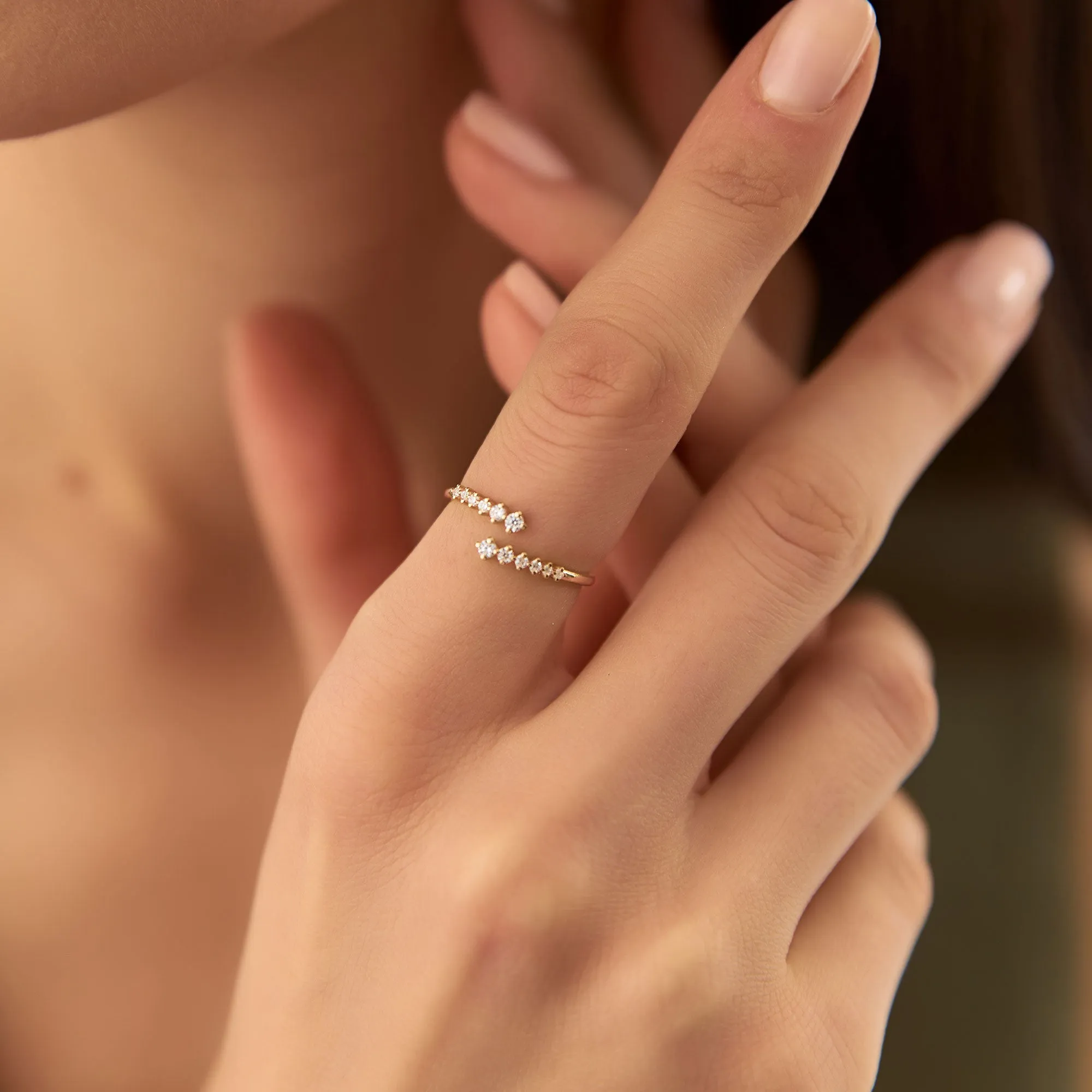 14K Gold Wrapped Diamond Ring
