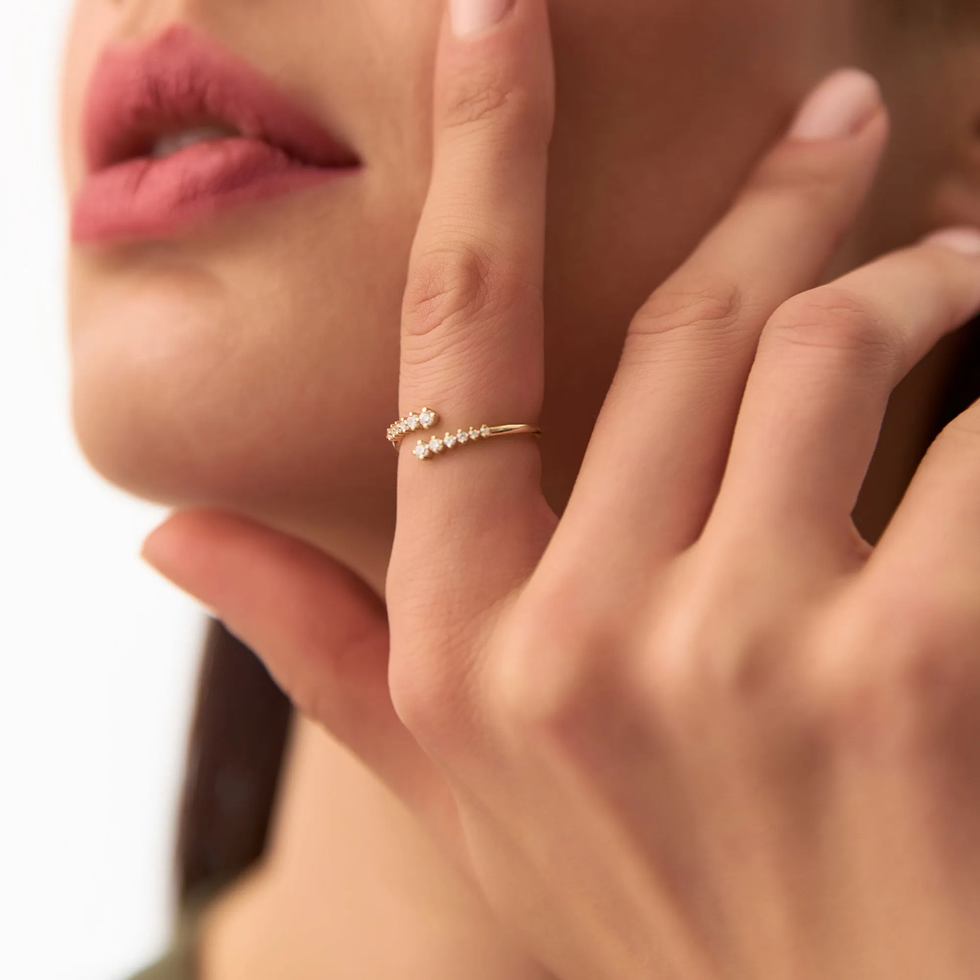 14K Gold Wrapped Diamond Ring