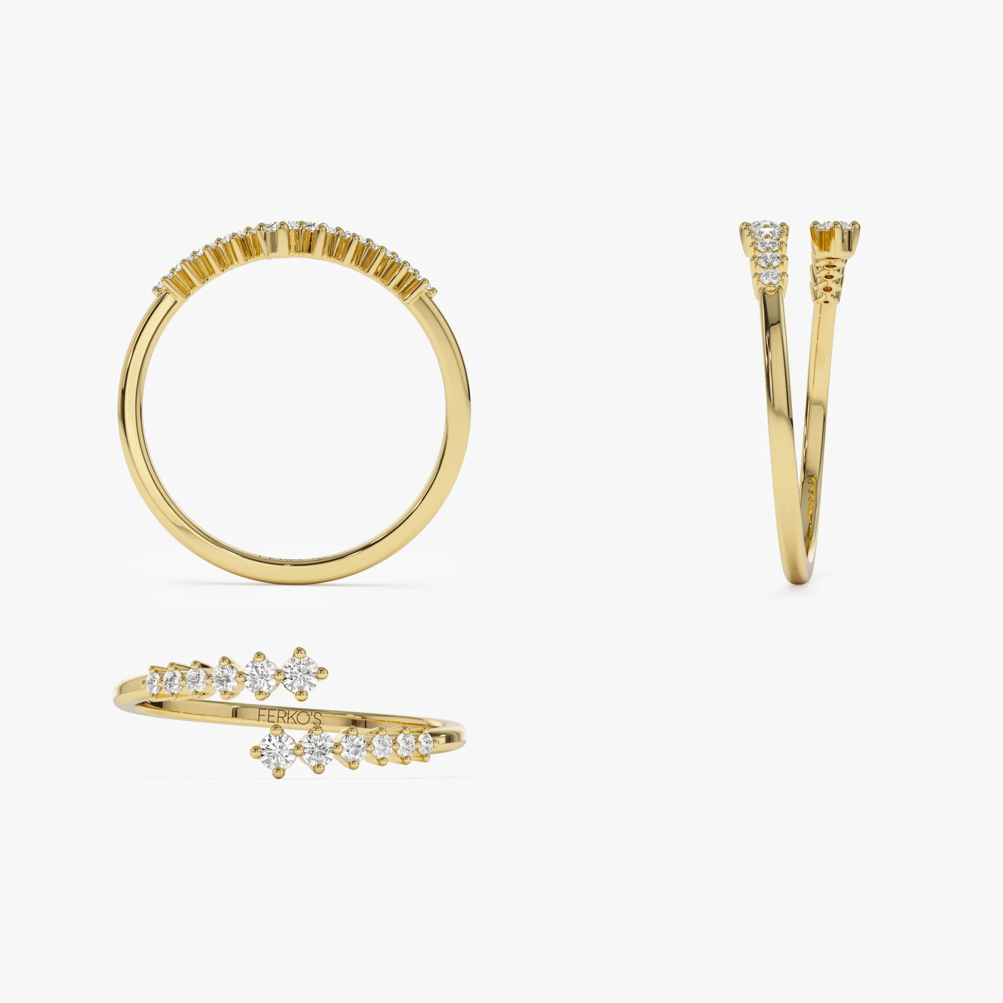 14K Gold Wrapped Diamond Ring