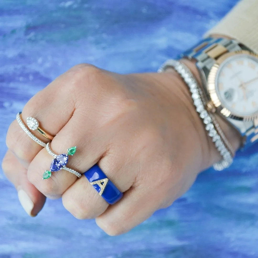 14K Marquise Tanzanite and Emerald Ring
