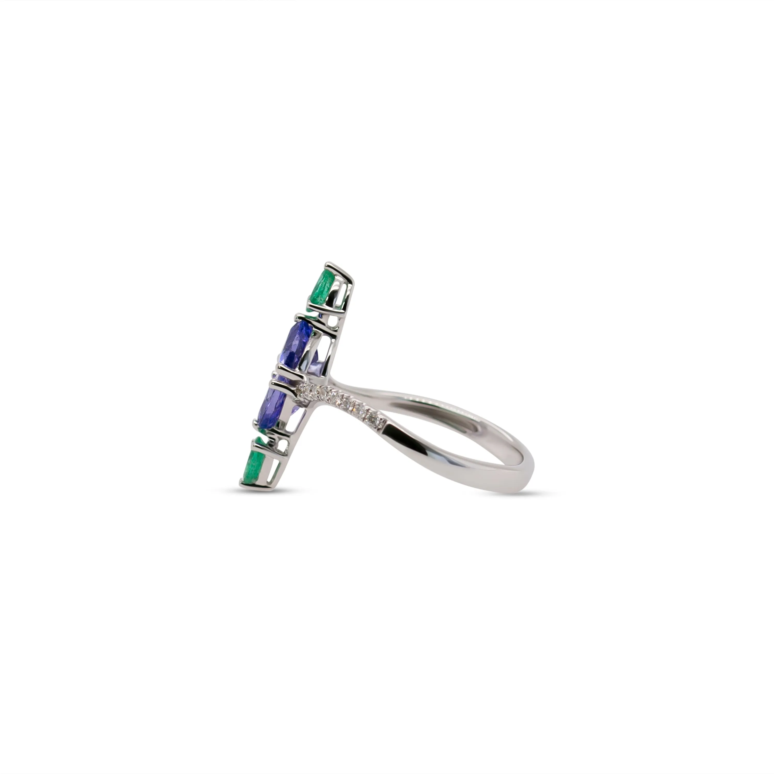 14K Marquise Tanzanite and Emerald Ring