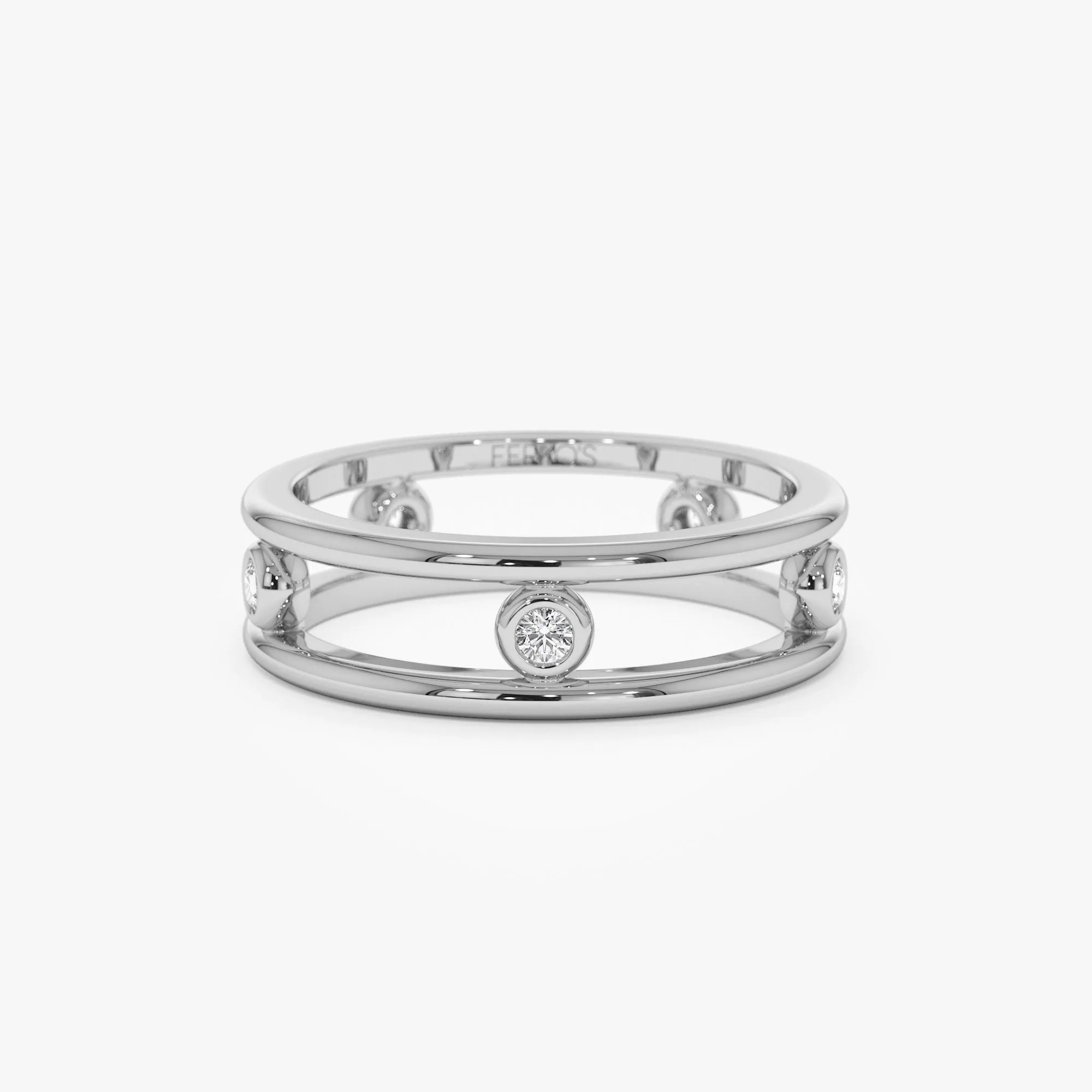 14k Natural Diamond Bezel Setting  Double Band Ring