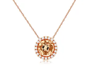 14K Rose Gold Morganite and Diamond Necklace