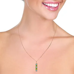 14K Solid Rose Gold Natural Blue Topaz & Peridot Necklace
