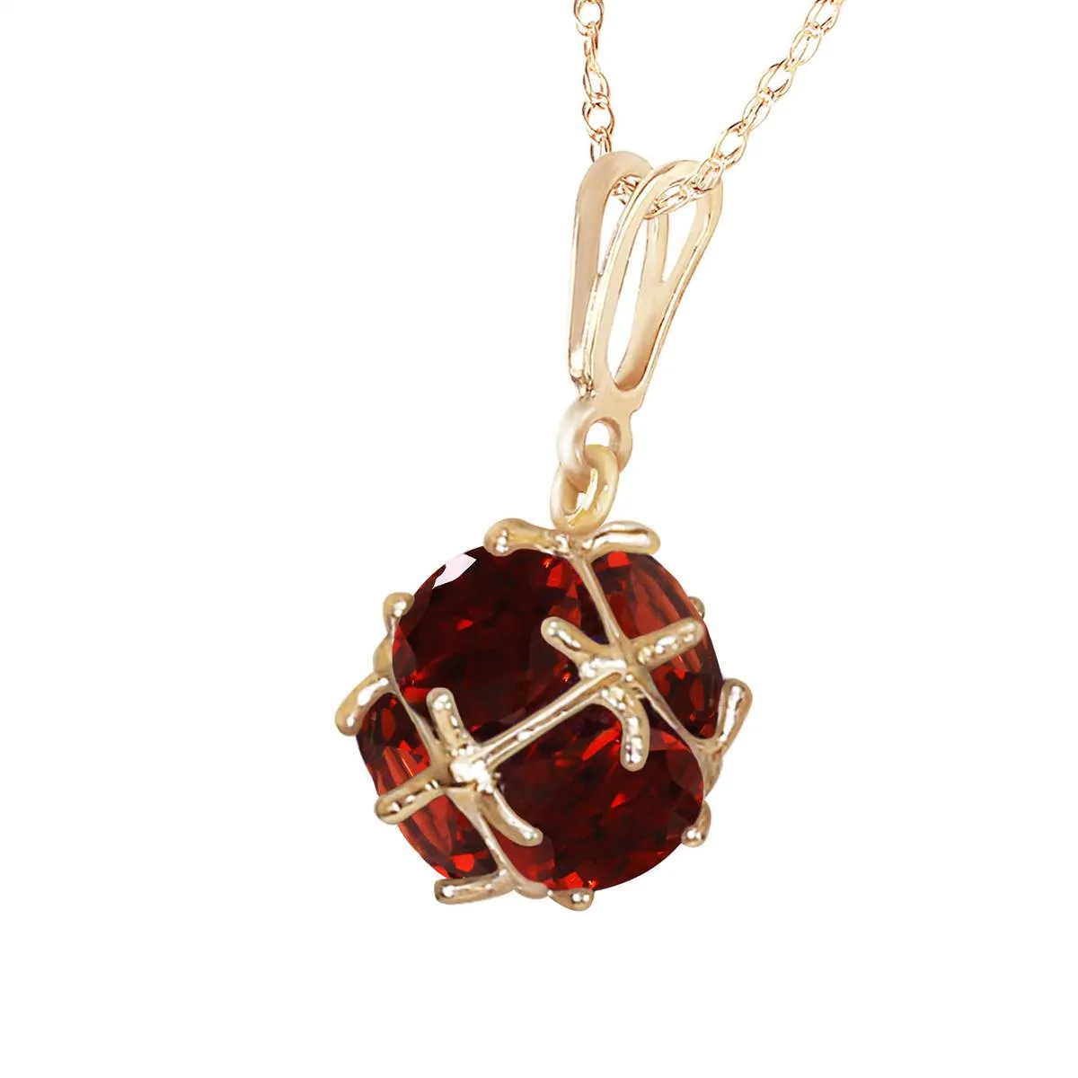 14K Solid Yellow Gold Necklace w/ Natural Garnets