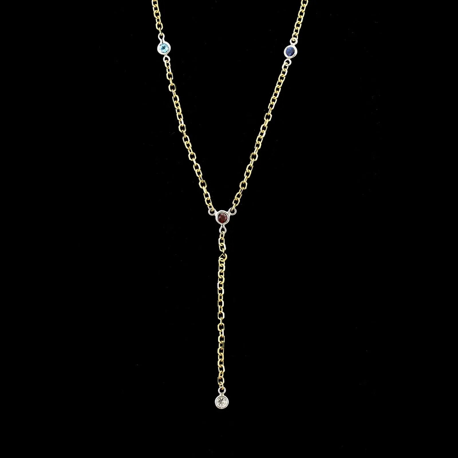 14K Two-tone Gold Estate Gem-set Necklace