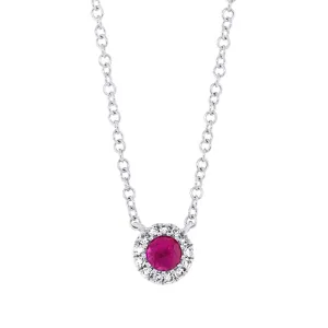 14K White Gold Ruby and Diamond Necklace