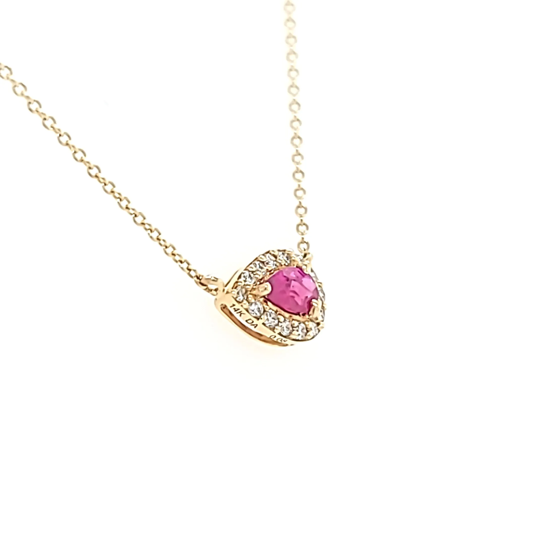 14k Yellow Gold Pear Shaped Ruby & Diamond Necklace (I3962)
