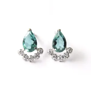 14K/10K White Gold Dew Drop Glittering Earrings