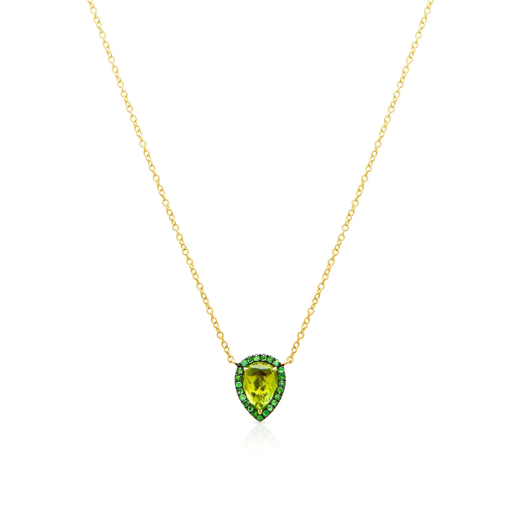 14KT Yellow Gold Peridot Green Garnet Sophie Necklace