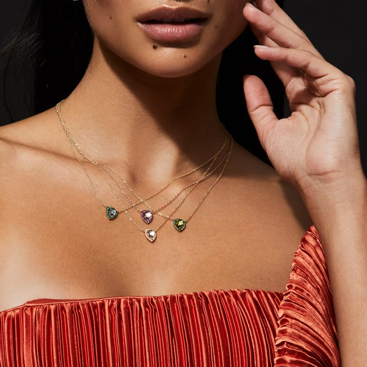 14KT Yellow Gold Peridot Green Garnet Sophie Necklace