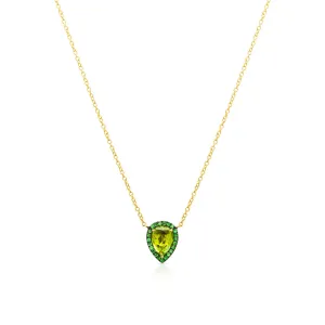 14KT Yellow Gold Peridot Green Garnet Sophie Necklace