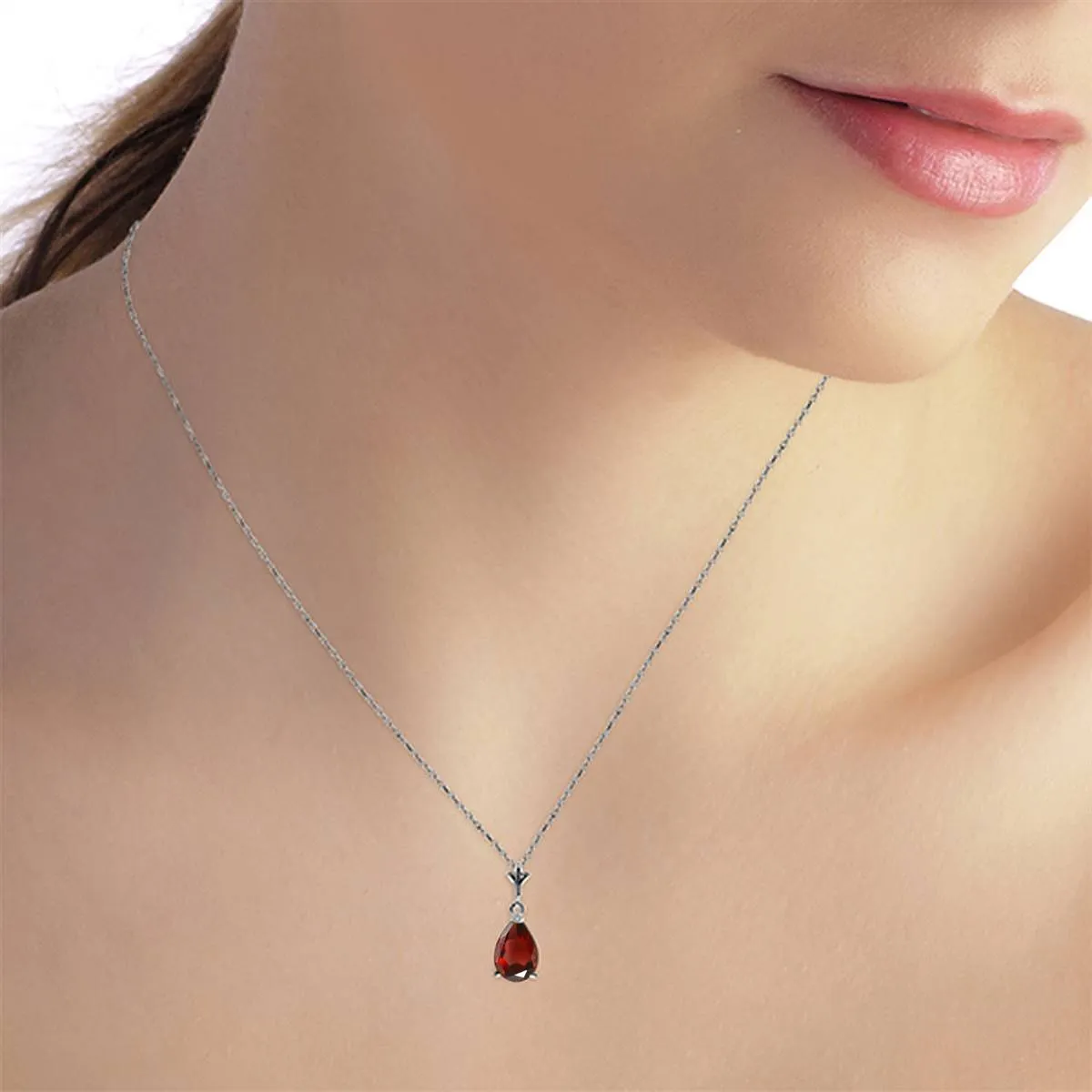 1.5 Carat 14K Solid White Gold Rest Of Today Garnet Necklace