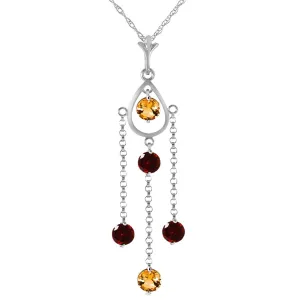 1.5 Carat 14K Solid White Gold Sweet Berry Citrine Garnet Necklace