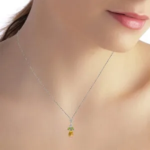 1.7 Carat 14K Solid White Gold Uptown Chic Citrine Peridot Necklace