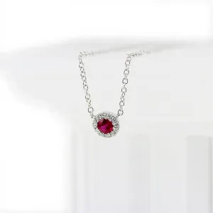 18ct White Gold 0.24ct Ruby and 0.10ct Diamond Necklace