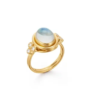 18K Blue Moonstone Temple Ring