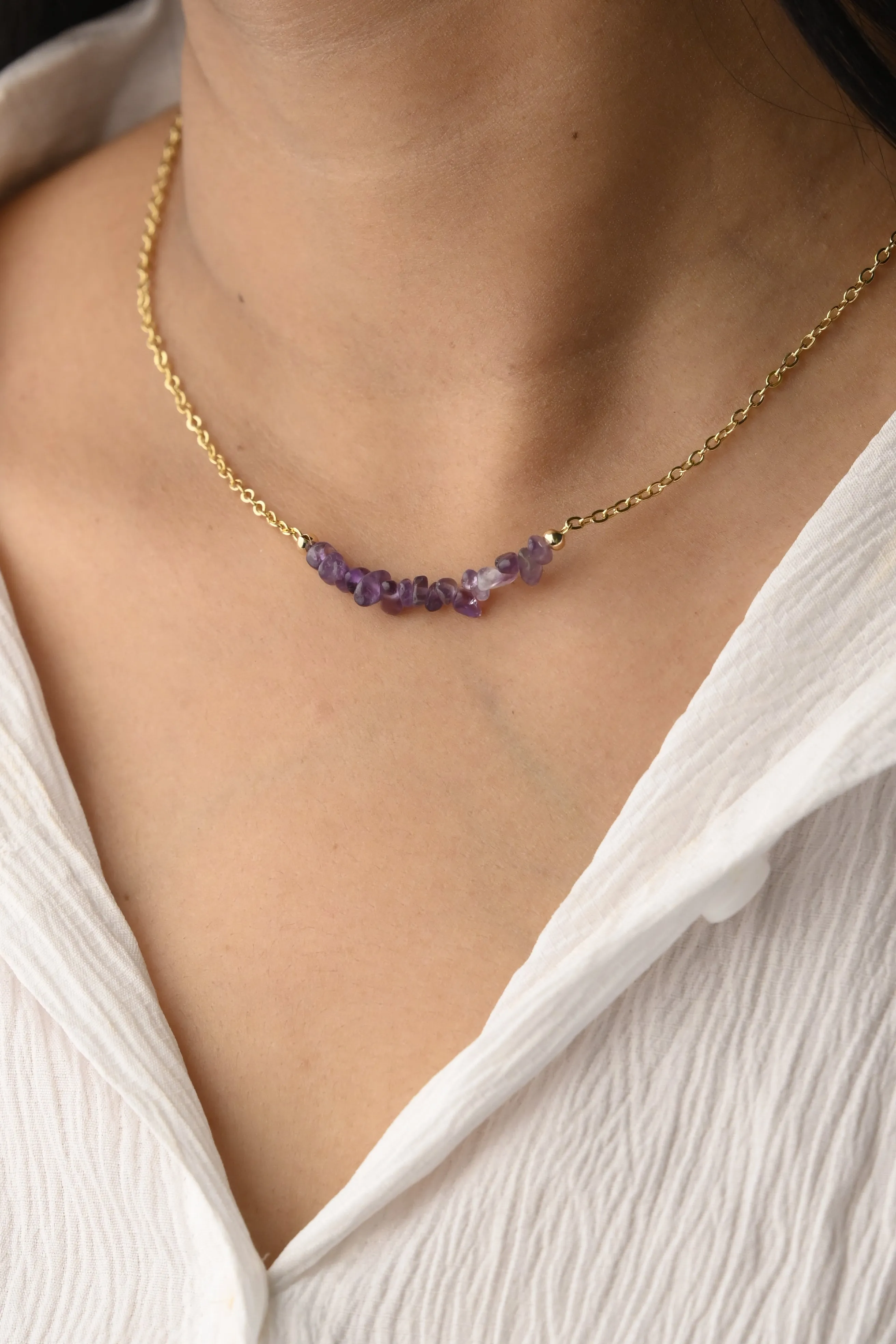 18K Gold-Filled Natural Healing Crystal Necklace
