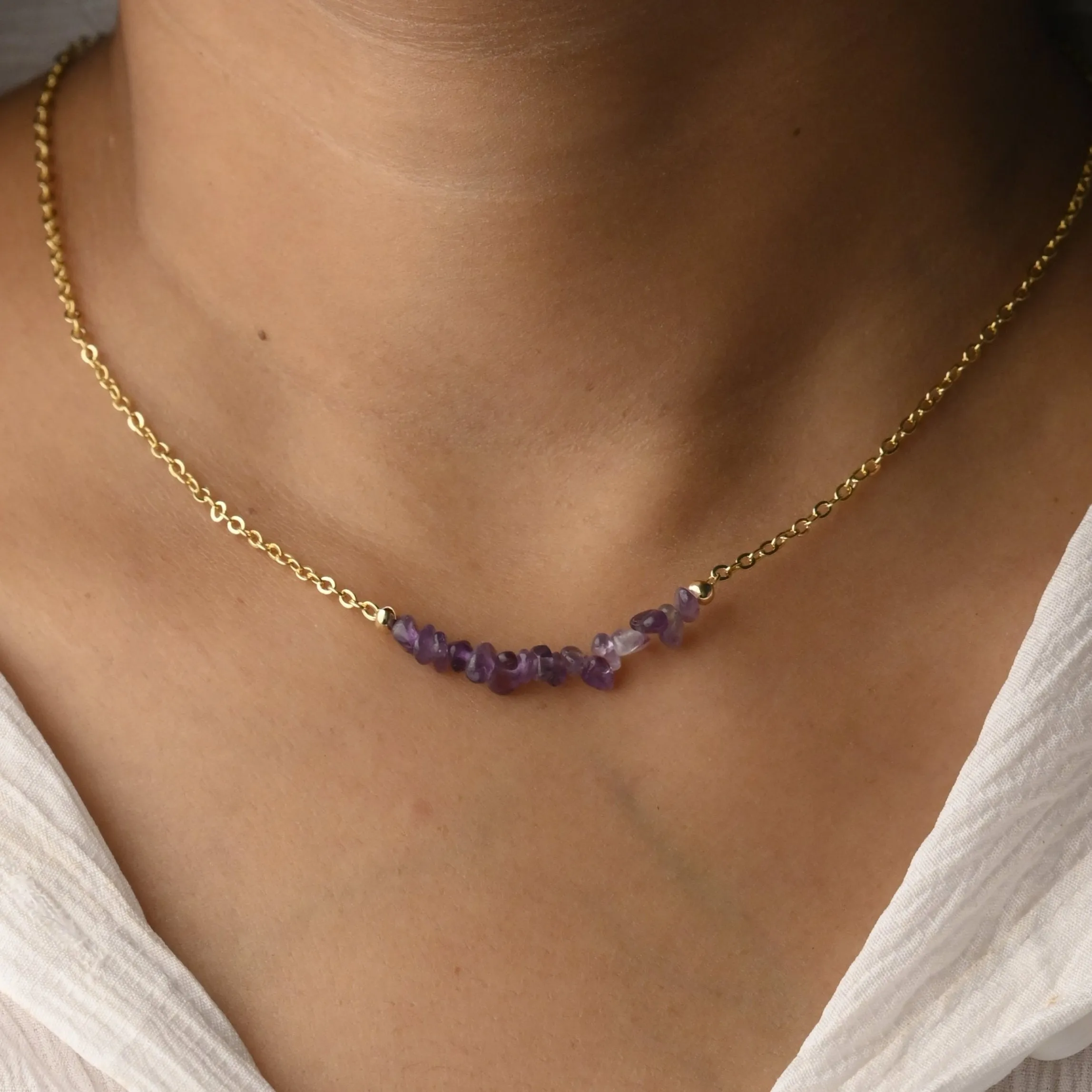 18K Gold-Filled Natural Healing Crystal Necklace