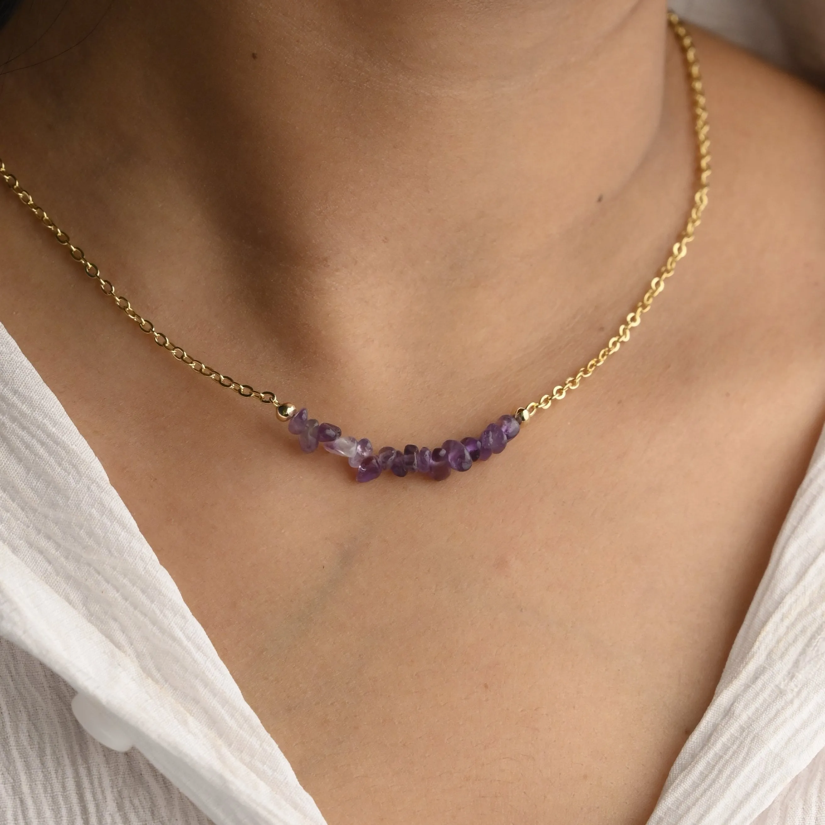 18K Gold-Filled Natural Healing Crystal Necklace