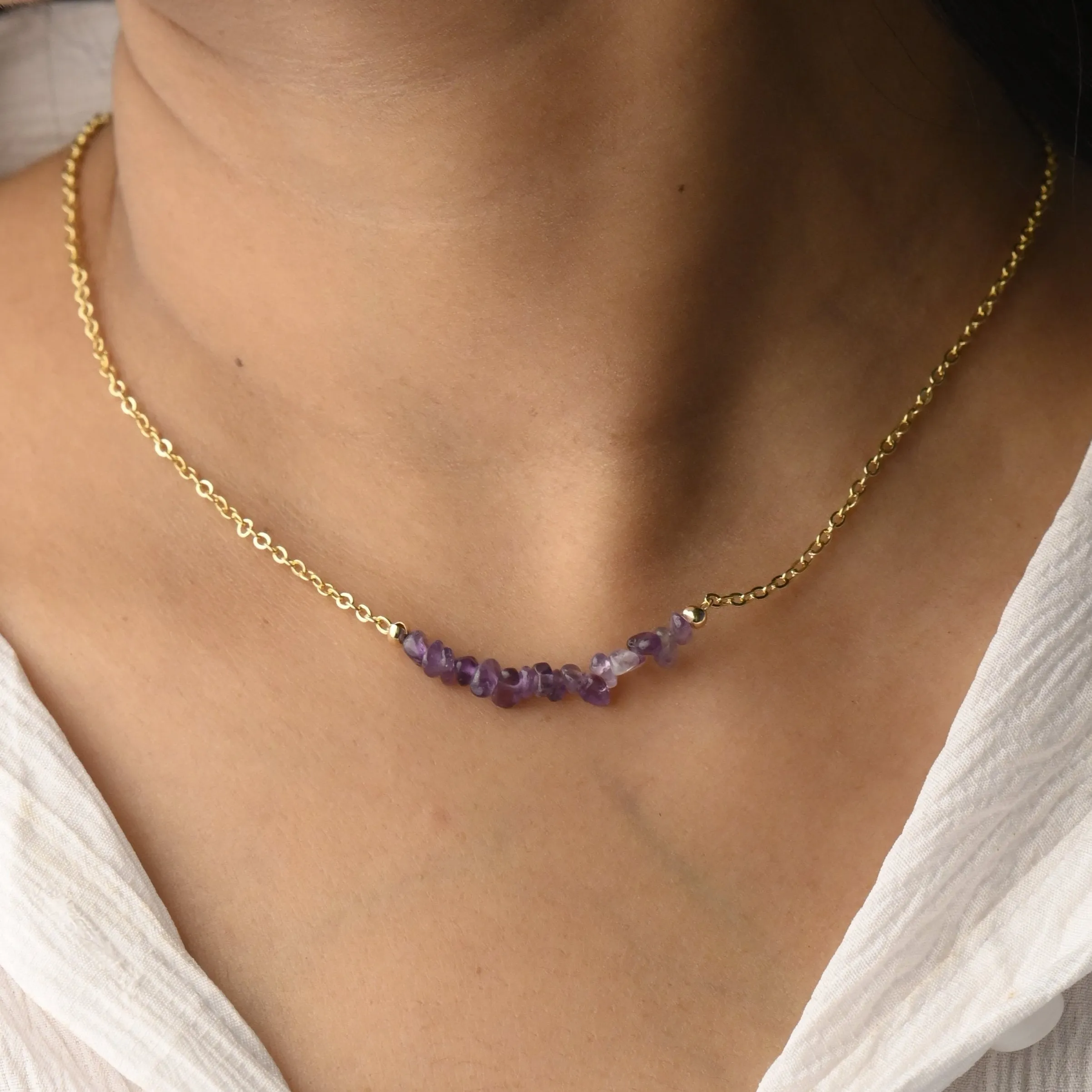 18K Gold-Filled Natural Healing Crystal Necklace