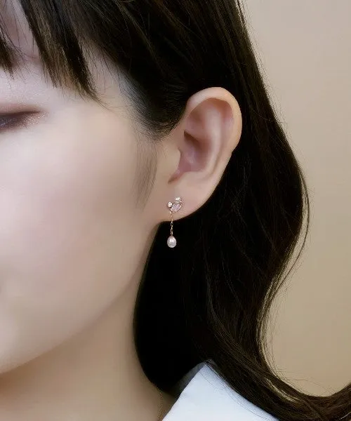 18K/10K Rose Gold Freshwater Pearl Swinging Earrings
